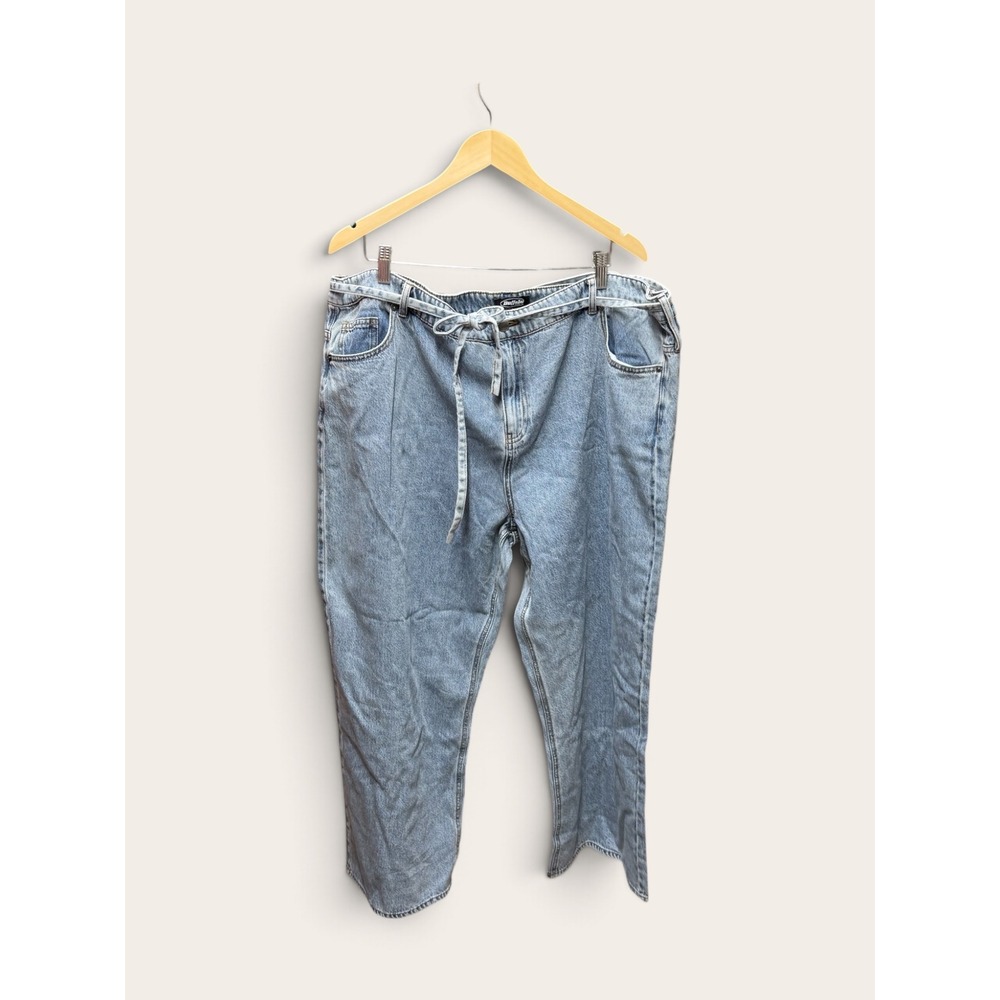 Buffalo Jeans Womens Size 22 Wide Leg Belted Denim Light Wash Blue Cotton NWT